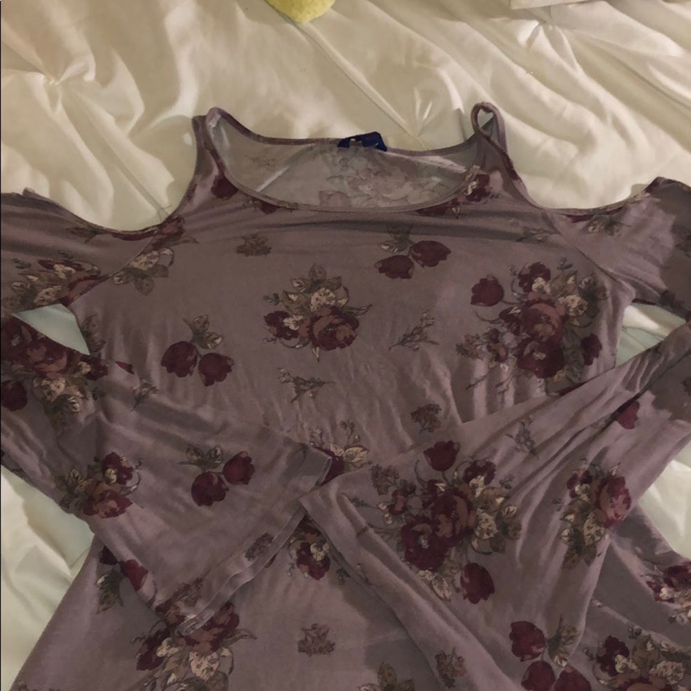 Lilac and Floral Cold Shoulder Aeropostale Blouse